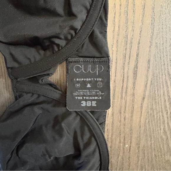 CUUP Triangle Bra Set in Black Satin - Picture 9 of 12